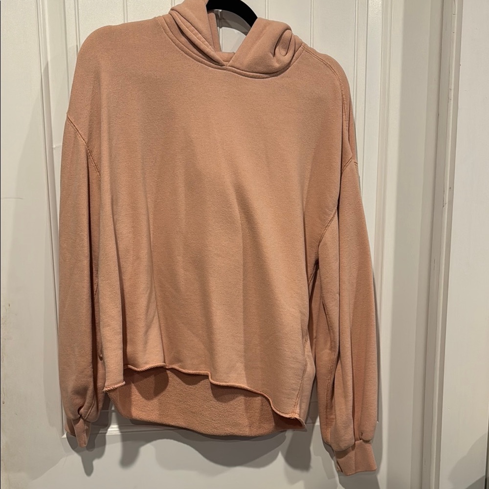 Soft Peach Hooded Pullover Sweatshirt